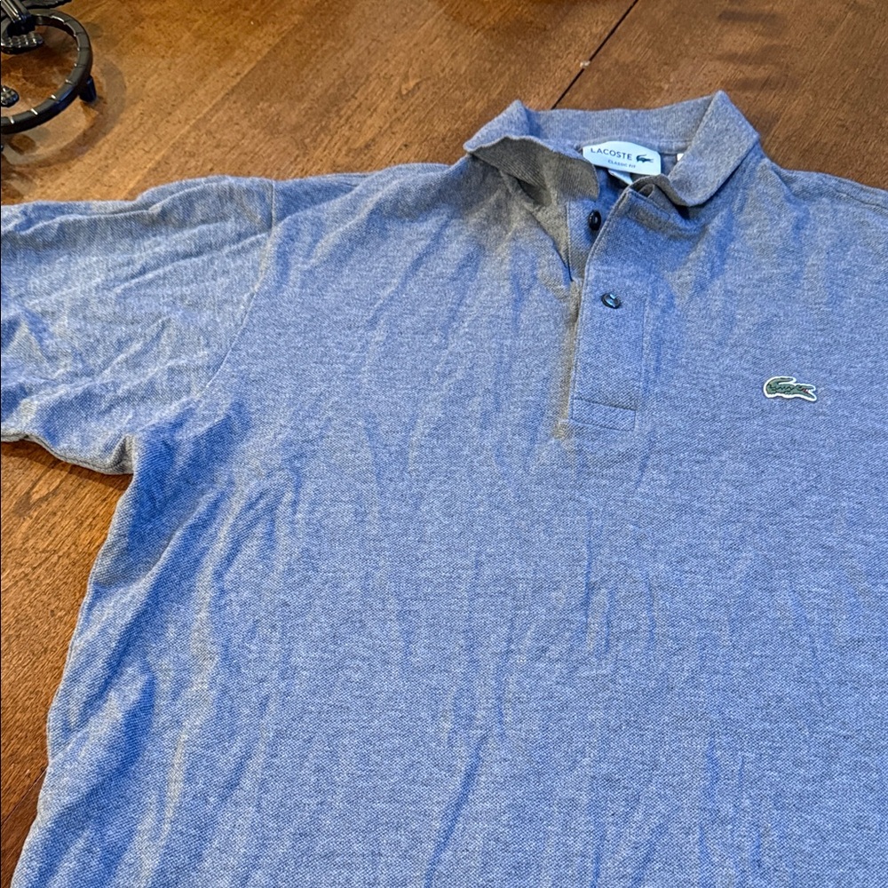 Lacoste Men's Heathered Gray Polo Shirt size large